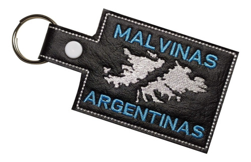 Llavero Malvinas Argentinas Islas Bordado Cuero Eco Argolla