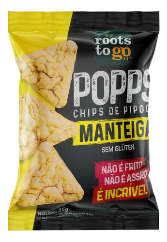 Chips de Pipoca Manteiga Roots To Go Pacote 35g