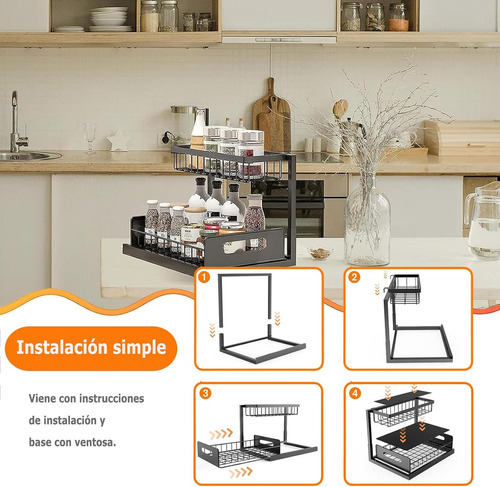 Rack Organizador Debajo Del Fregadero Para Cocina O Baño Color Negro