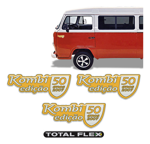 Kit Adesivos Kombi Edição 50 Anos 2007 + Emblema Total Flex