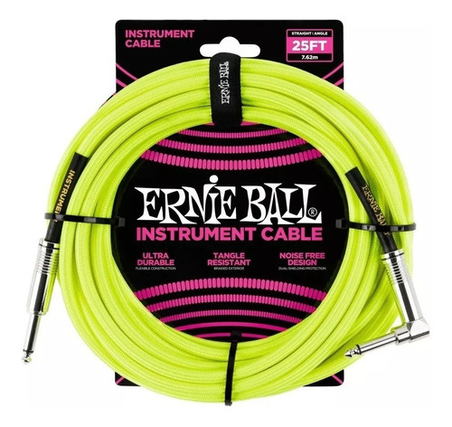 Cable Ernie Ball Guitarra Plug Angulo-recto 7 Metros Tela