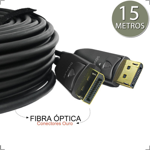 Imagem 2 de 5 de Cabo Displayport 1.4 Fibra Óptica 8k@60hz De 15 Metros