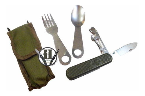 Set De Cubiertos Para Camping Cuchillo Tenedor Cuchara Mod 2