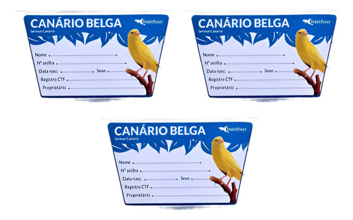 Kit 3 Unidades Porta Nome Canário Belga Acrílico P/ Gaiolas
