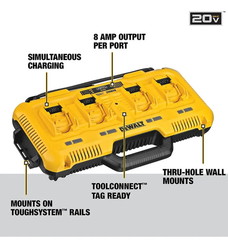 Cargador Multiple 4 Puertos 12v/20v/60v Dewalt Dcb104