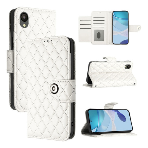 Funda De Flip Con Textura Romboidal Para Samsung, Con Correa