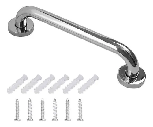 Agarradera Barra Para Ducha Baño Cromada 40cm Rimontti Plateado