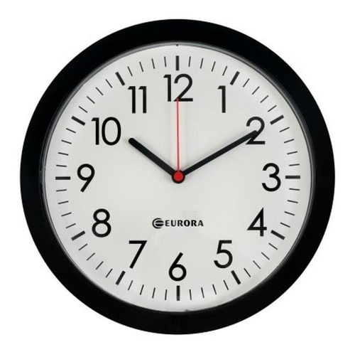 Relógio De Parede Eurora Preto Com Mostrador Branco