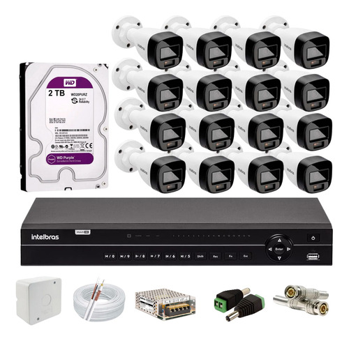 Kit Intelbras 16 Vhd 1120b Full Color,dvr 32ch Mhdx 1232 2tb