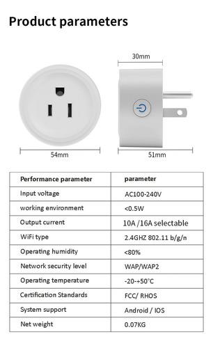Genérico Tuya-enchufe Inteligente Con Wifi Para Teléfono