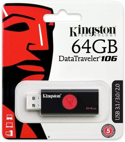 Imagen 3 de 6 de Pendrive Kingston Datatraveler 64gb Usb 3.0 Negro Y Rojo