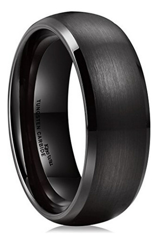 Anillo De Tungsteno Negro Mate Para Hombre