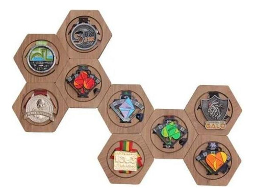 Porta Medalhas Sextavado - Kit 6 - Hobby Wood - Ref 015-a