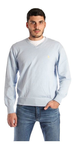 Sweater En V Hombre Celeste -  Tienda Ecuestre