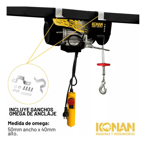 Aparejo Electrico Konan 500kg 12 Mts Elevacion Maxima 1000w