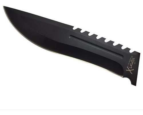Imagem 3 de 3 de Faca Rambo Tática Militar Caça Pesca Lâmina Fixa Preta Full