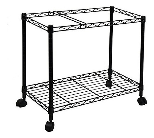 Oceanstar Portable 1-tier Metal Rolling File Car, Negro