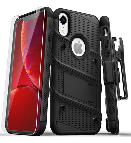 Funda Zizo iPhone XR Protector Vidrio Templado Clip/negro