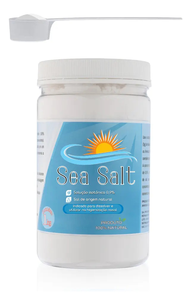 Sal Ultrafino Sem Iodo 1Kg Para Lavagem Nasal Com Dosador 1g Sea Salt
