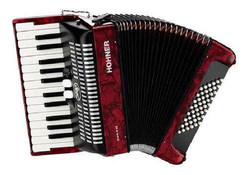 Acordeon Hohner Cromatico Bravo Ii Rojo C/funda A16532