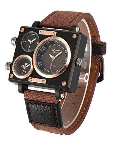 Oulm 3595 Reloj Para Hombre Analog Coffee Leather Strap 3 Su