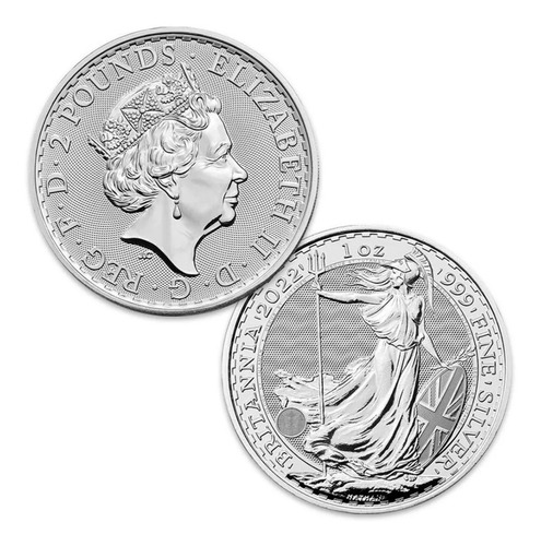 Imagen 3 de 5 de Moneda Britannia Elizabeth Ii Plata Silver 2022 1 Onza .999