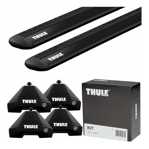 Rack Teto Thule Aluminio Preto Vw Novo Polo 2018 Em Diante 