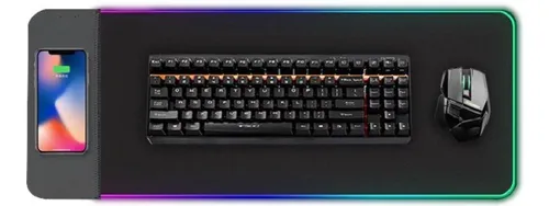 Mouse Pad Led Rgb Gamer Xxl C/cargador Inalambrico Qi 