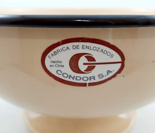 Colapastas Enlozado Antiguo Condor 24 Cm Diametro Beige