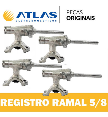4 Registro Ramal Boca Cavalete 5/8 Fogão Atlas Titanium