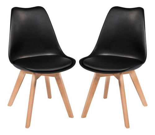 Kit 2 Cadeiras Leda Preta - Charles Eames