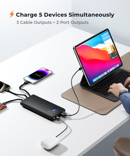 Powerbank Portátil Joyfar 10000mah Usb C Con Cable