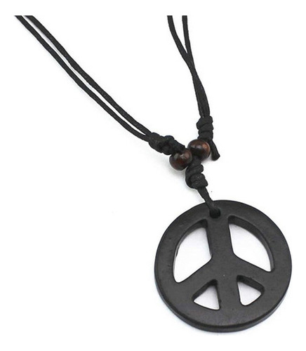 Collar Con Colgante Hippie Con Diseño De Paz Y Amor Ajustabl