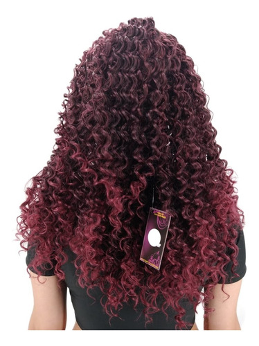 Peruca Lace Wig Afro Cacheada Castanho Acaju Fibra Orgânica