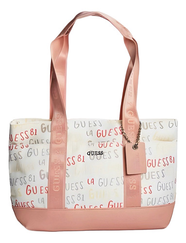 Guess Tote Canvas Logo Color Palo De Rosa Mod 24gf1838