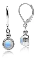 Comprar Pendientes Largos De 6 Mm De Moonstone Natural En Oro Blanco