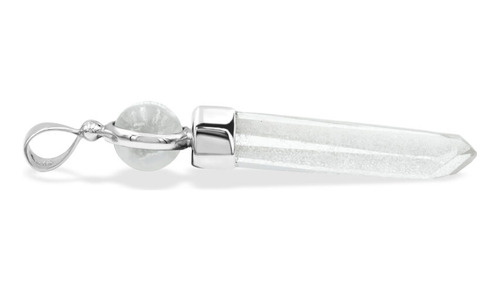Dije De Cristal De Cuarzo Y Esfera De Selenita En Plata De L