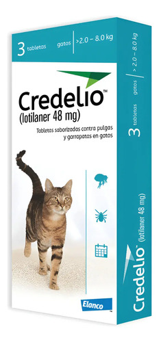 Credelio Elanco Tableta Antipulgas Gato Marrón 3 2 kg 8 kg Unidad 1