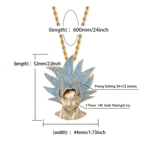 Collar Colgante Hip Hop / Siete Dragon Balls Rey Mono