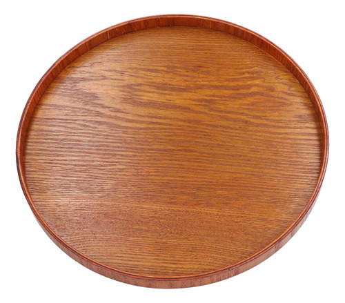 Bandeja De Madera Redonda, Simple Y Elegante, Ancha