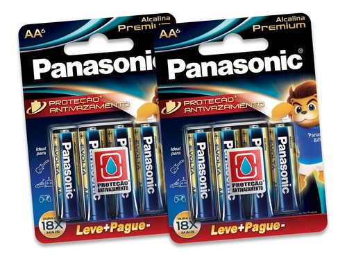 12 Pilhas Alcalinas Panasonic Premium  Aa (pequena) 