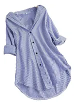 Comprar Blusas De Manga Larga A Rayas Con Cuello Vuelto