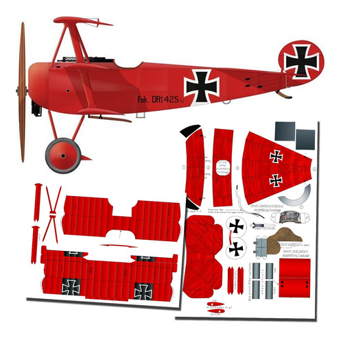 Fokker Dr1 Texturas Escala 1.32 Papercraft