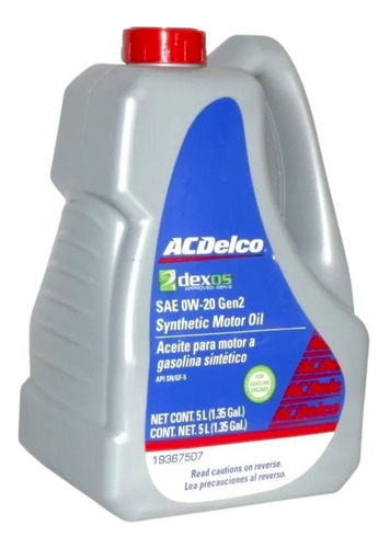 Aceite Sintetico 0w20 100% Dexos 2 5l 19367507 F