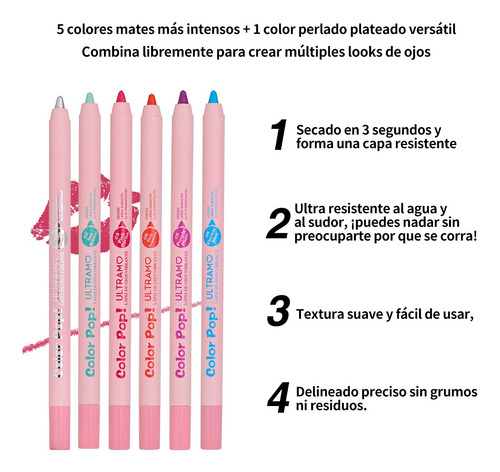 Ultramo Colección 6 Delineadores Colores Long Lasting 24hr