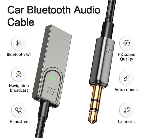 Receptor Usb Bluetooth 5.1 Para El Coche Con Toma Aux De 3,5