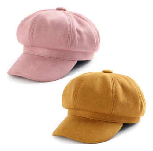 2 Sombreros De Mujer, Boinas Térmicas, Color Liso, Versátile