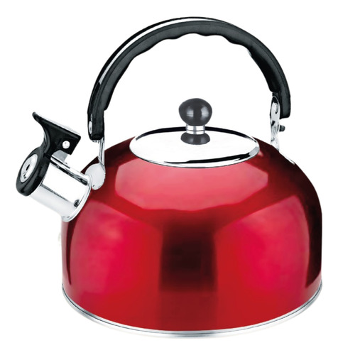 Chaleira Rei Dos Termicos 2l Aço Inoxidável Com Apito Cor Vermelho