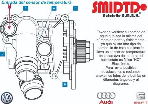 Bomba Agua Completa Aluminio Y Brida Vw Gti 2.0 Tsi 13-17