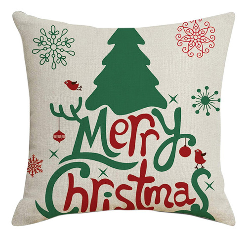 Fundas De Almohada De Lino De Papá Noel Para Sofá, Asiento D